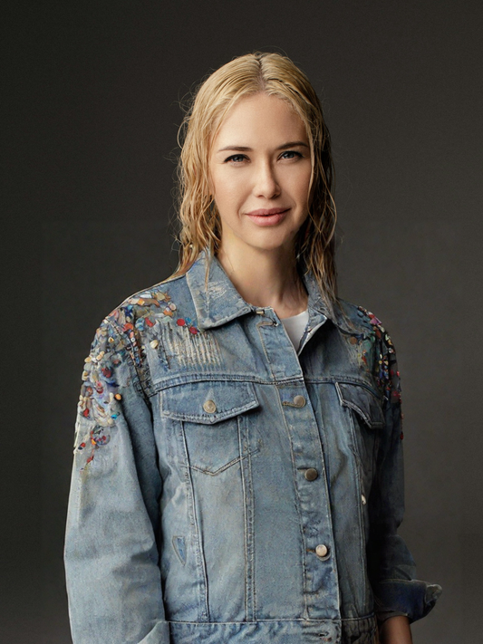 Long Sleeve Colorful Rivet Denim Jacket - Vintage Autumn Outwear