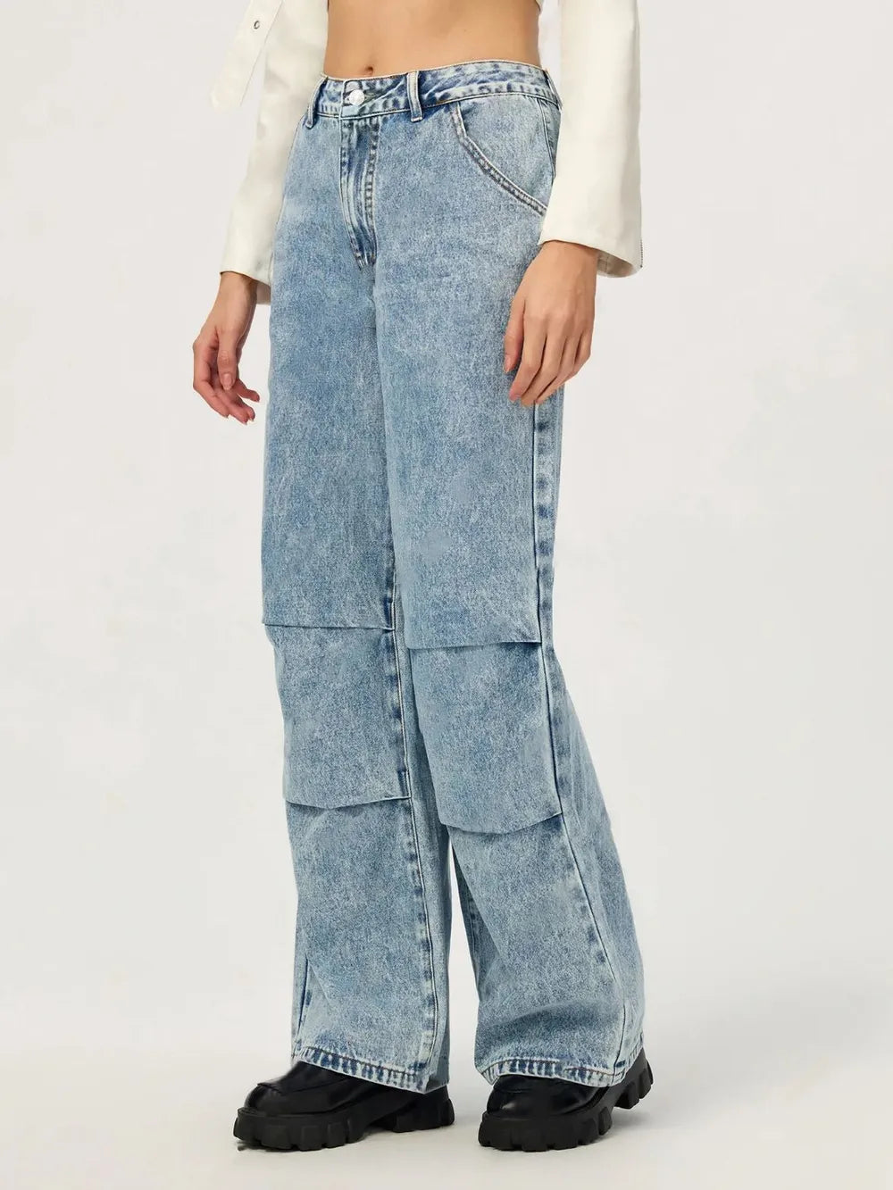 Premium Wide Leg Jeans with Pockets - Japanese Denim
