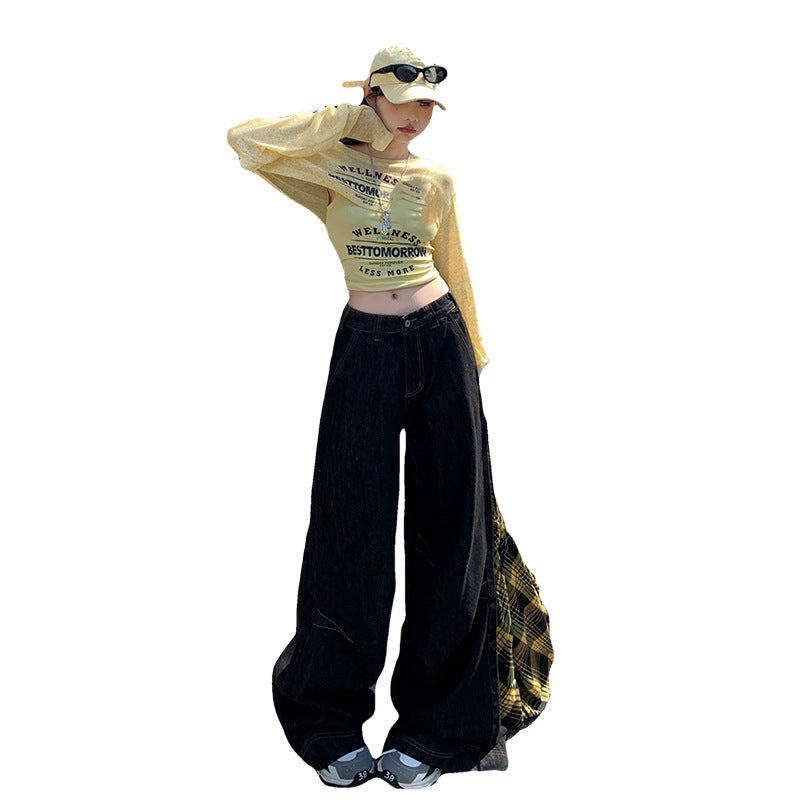 Women's High-Waist Wide-Leg Jeans - Loose Floor-Length Pants
