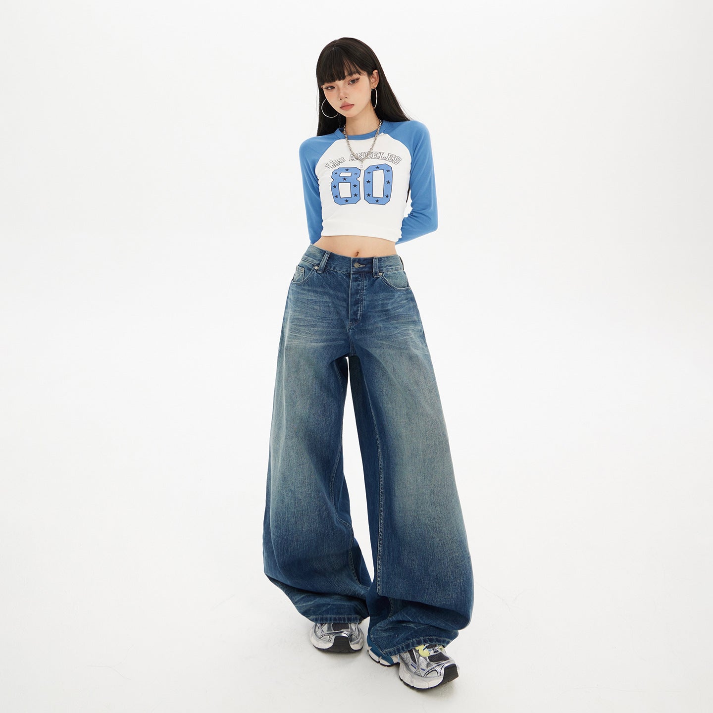 Street Washed Loose Denim Pants for Women - High Waist Wide Leg Trousers
