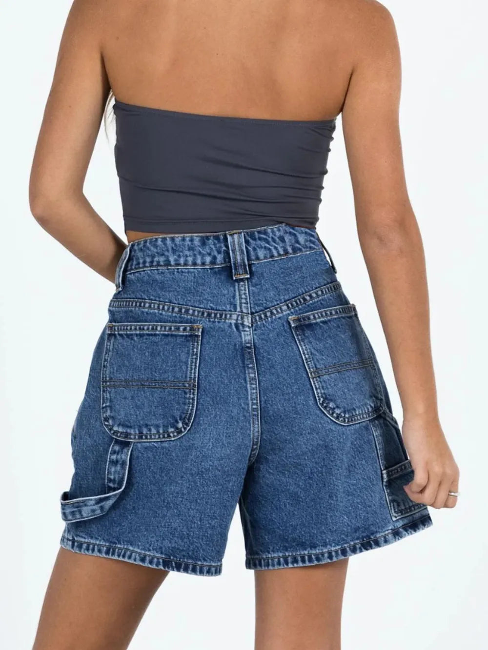 Washed High Rise Denim Shorts for Modern Streetwear