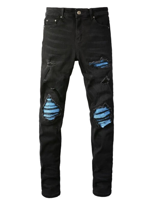 Men's Distressed Skinny Jeans - Premium Japanese Denim