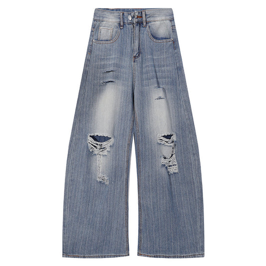 Unisex Wide Leg Denim Pants - Trendy Loose Scythe Design