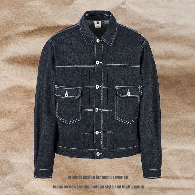 Washed Original Color Denim Jacket Men's Short Style Streetwear