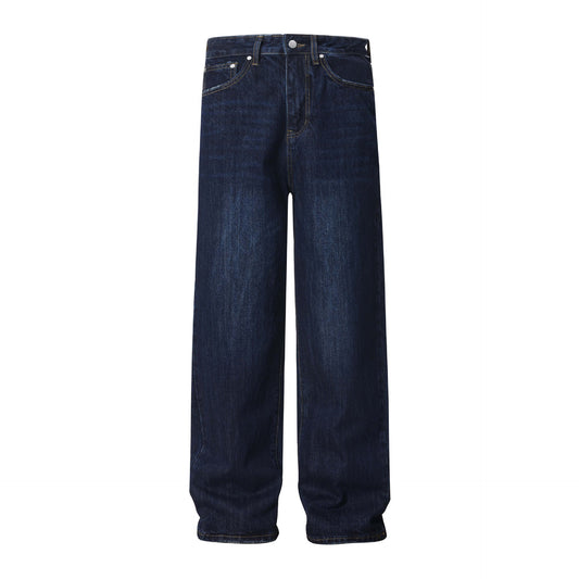 Street Style Washed Vintage Denim Pants - Unisex Loose Wide Leg