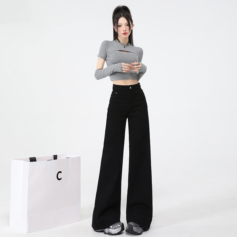 Wide-Leg Denim Pants for Women - High-Waisted Loose Straight Leg Trousers