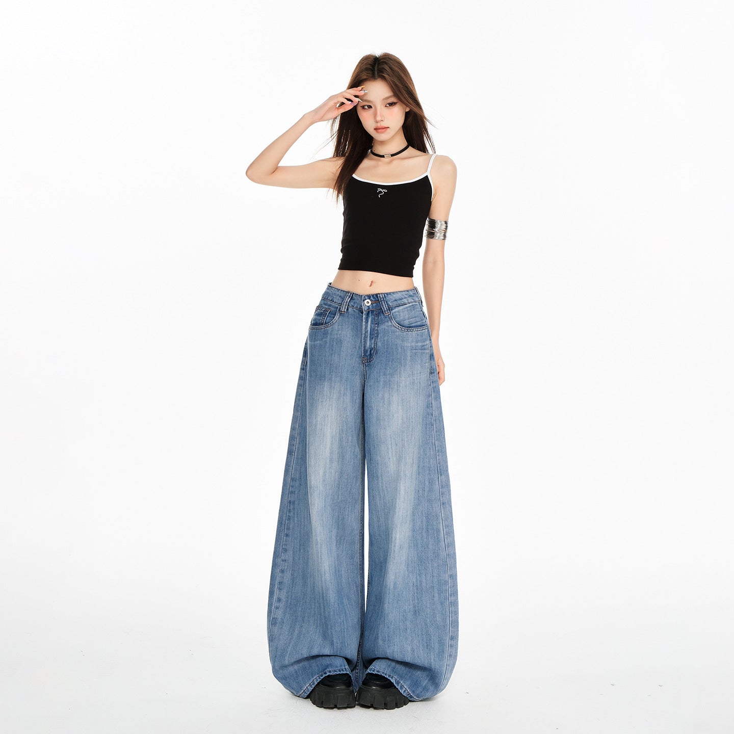 Women's High Waist Wide Leg Jeans - Thin Loose Design