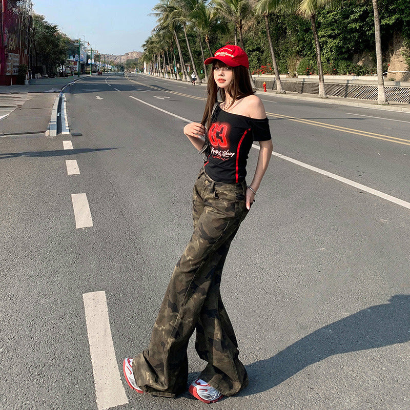 Women's Chic Punk Slimming Flare Jeans - Floor-Length Denim Pants