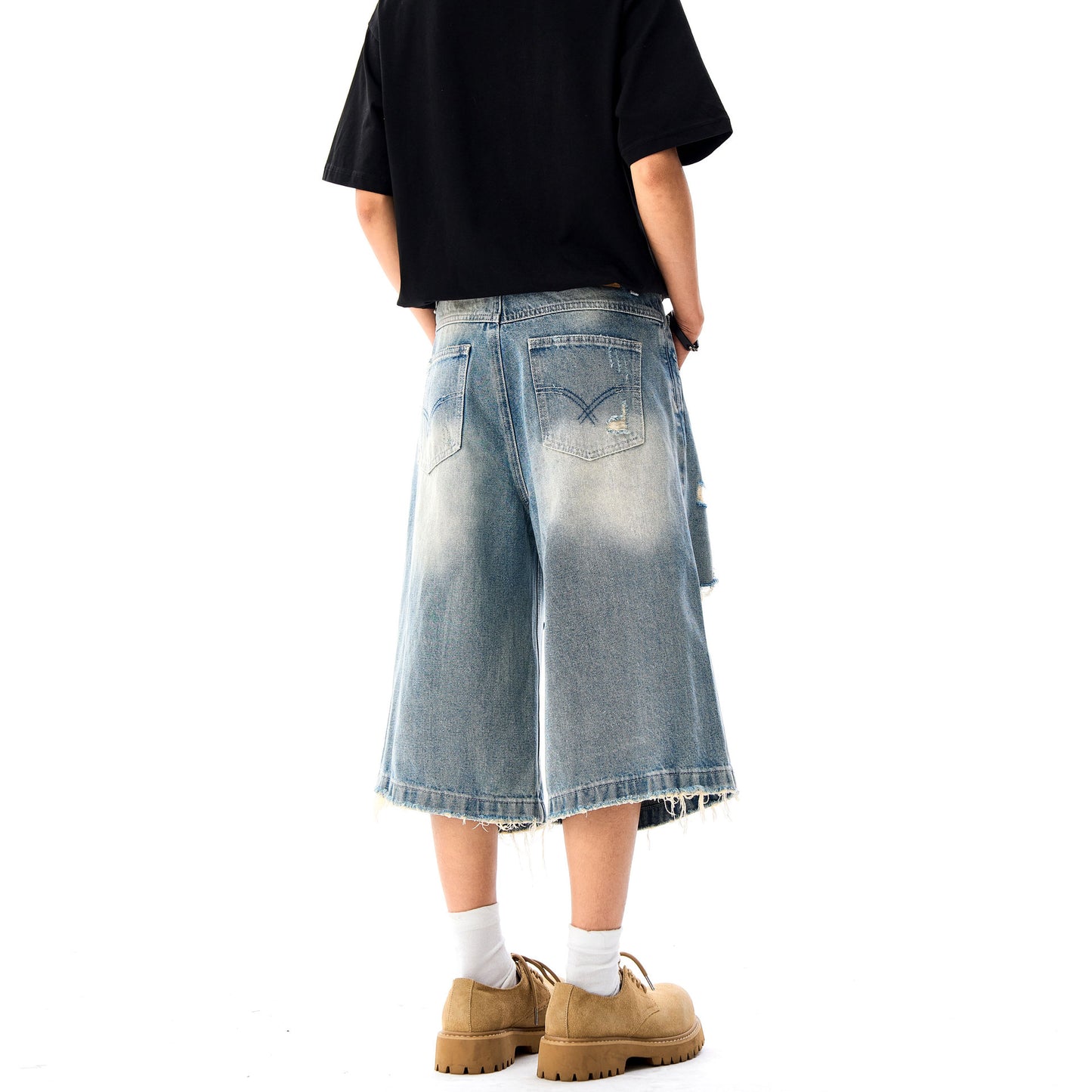 Premium Japanese Denim Straight Tube Loose Summer Cropped Pants