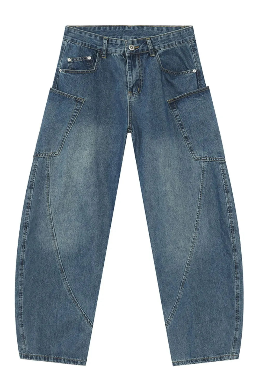 Premium Mid Rise Waist Jeans with Pockets