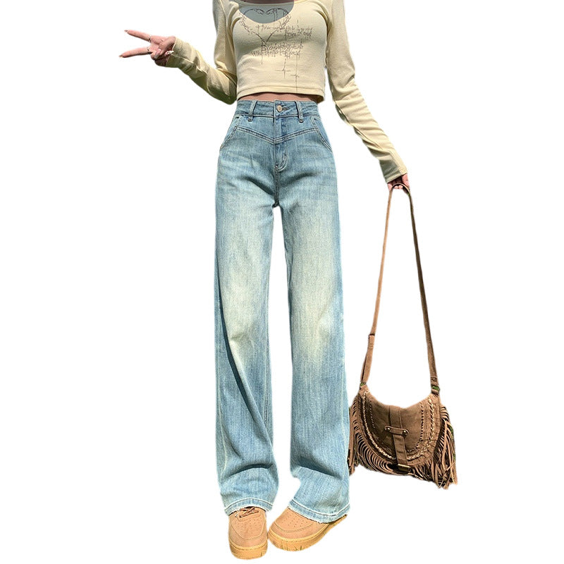 Women's High-Waist Narrow Straight Leg Jeans - Summer Collection