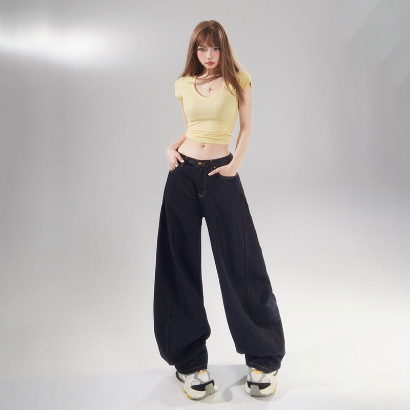 Slashed Silhouette Deconstructed Vintage Denim Pants for Women