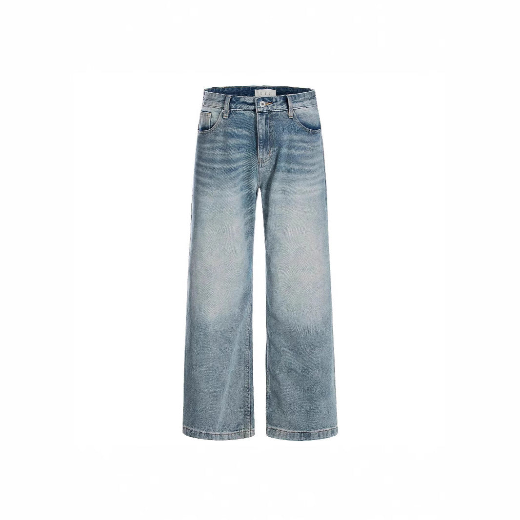 Premium Blue Straight Jeans for Men and Women - Loose Fit Cleanfit Slimming Long Pants