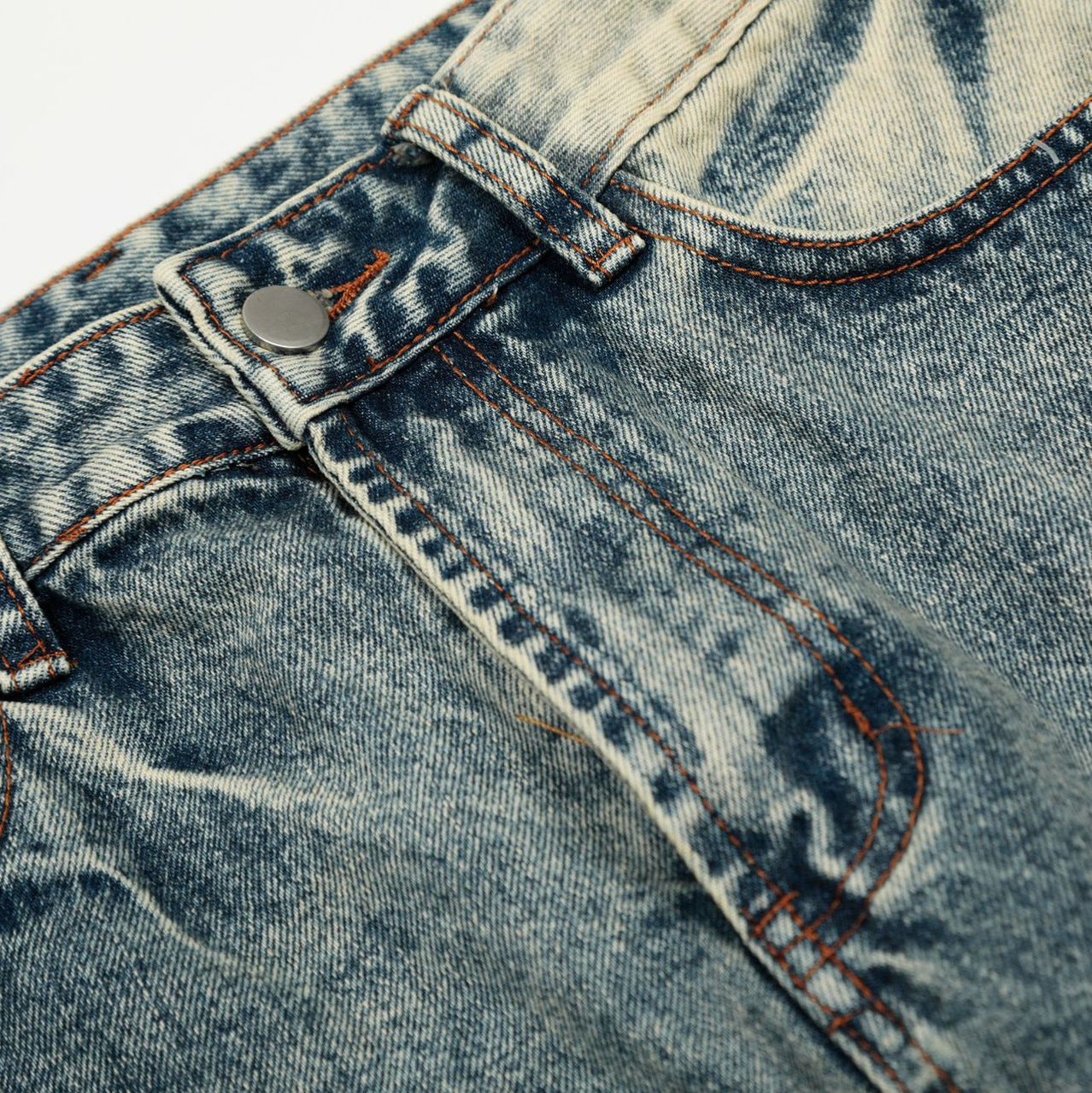 Street Style Simple Washed Denim Long Pants - Retro Loose Fit