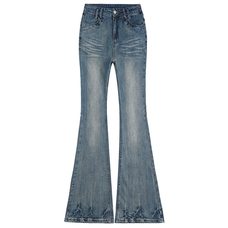 Women's High-Waist Flare Jeans - Elastic Slim Horseshoe Pants