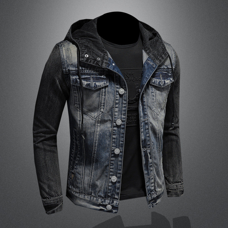 Hooded Denim Jacket for Men - Spring Casual Oversized Fit Coat