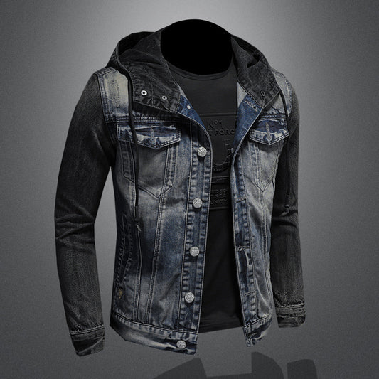 Hooded Denim Jacket for Men - Spring Casual Oversized Fit Coat