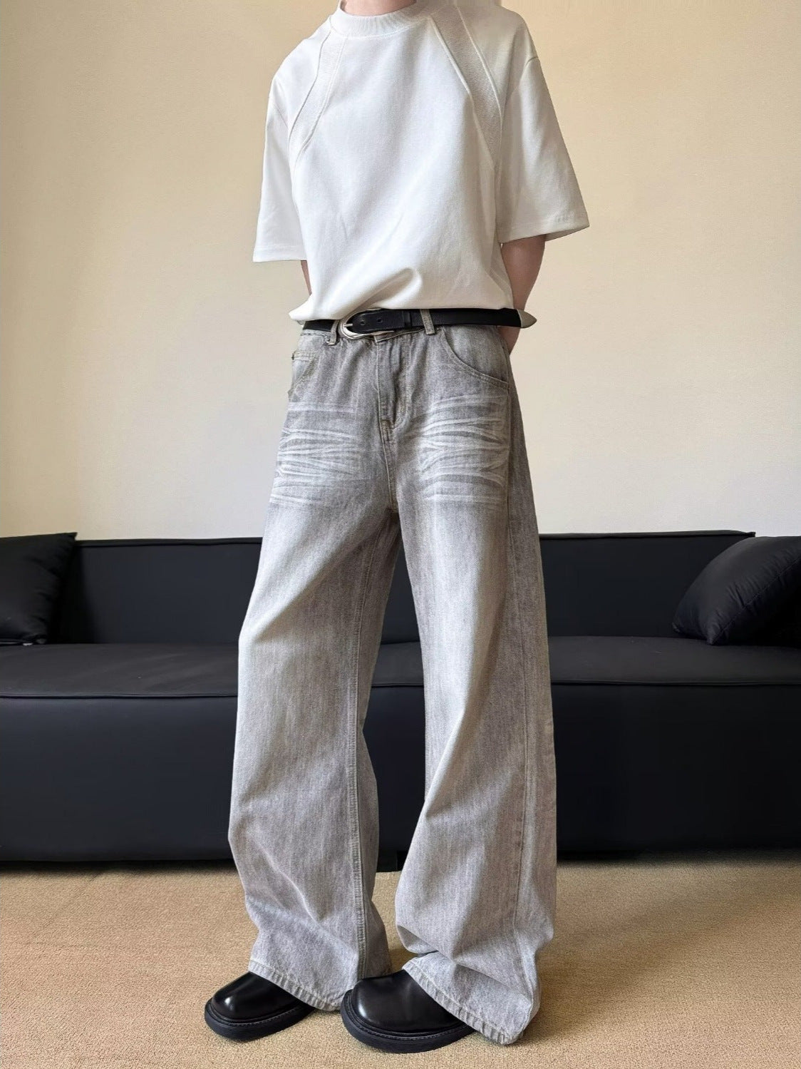 Loose Slimming Straight Leg Pants with Wide Legs