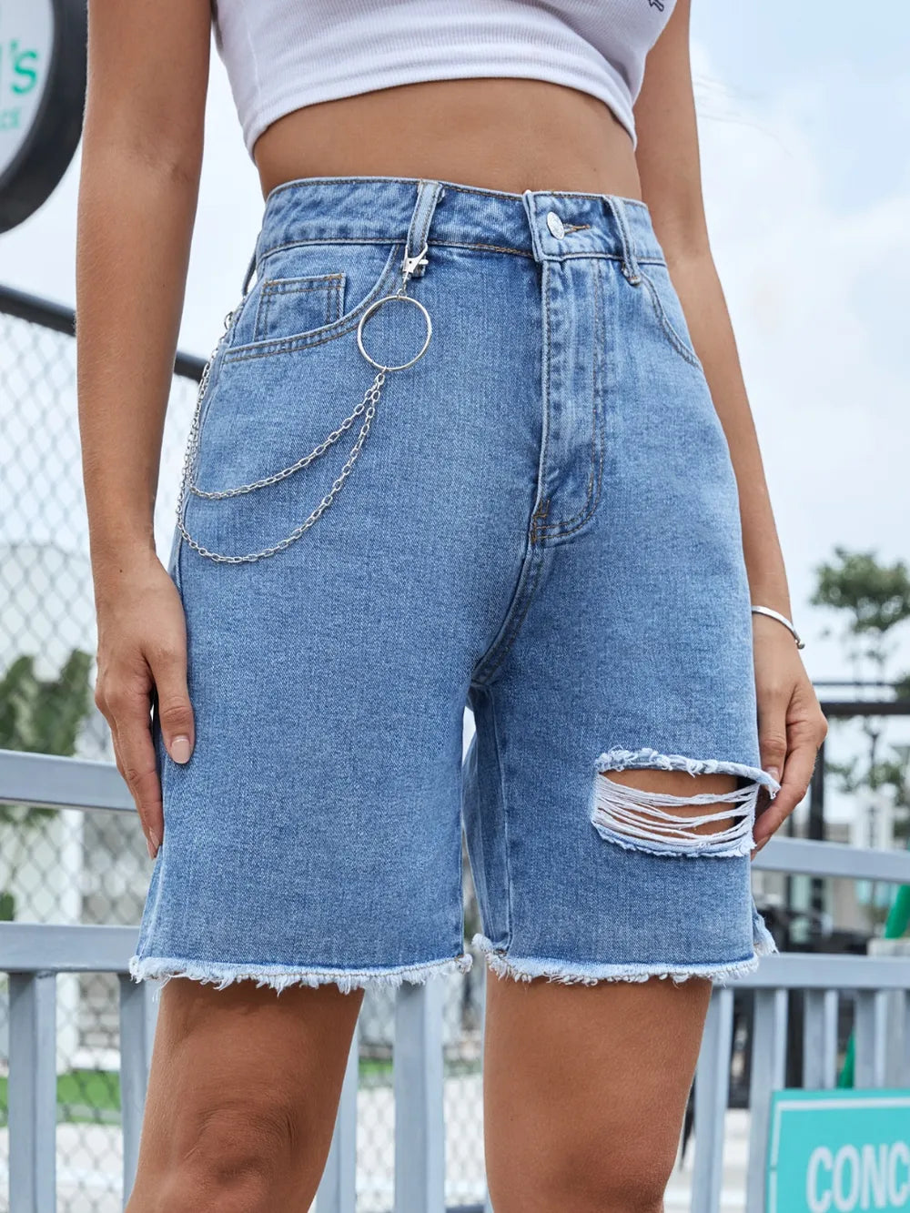 Premium Distressed Raw Hem Denim Shorts