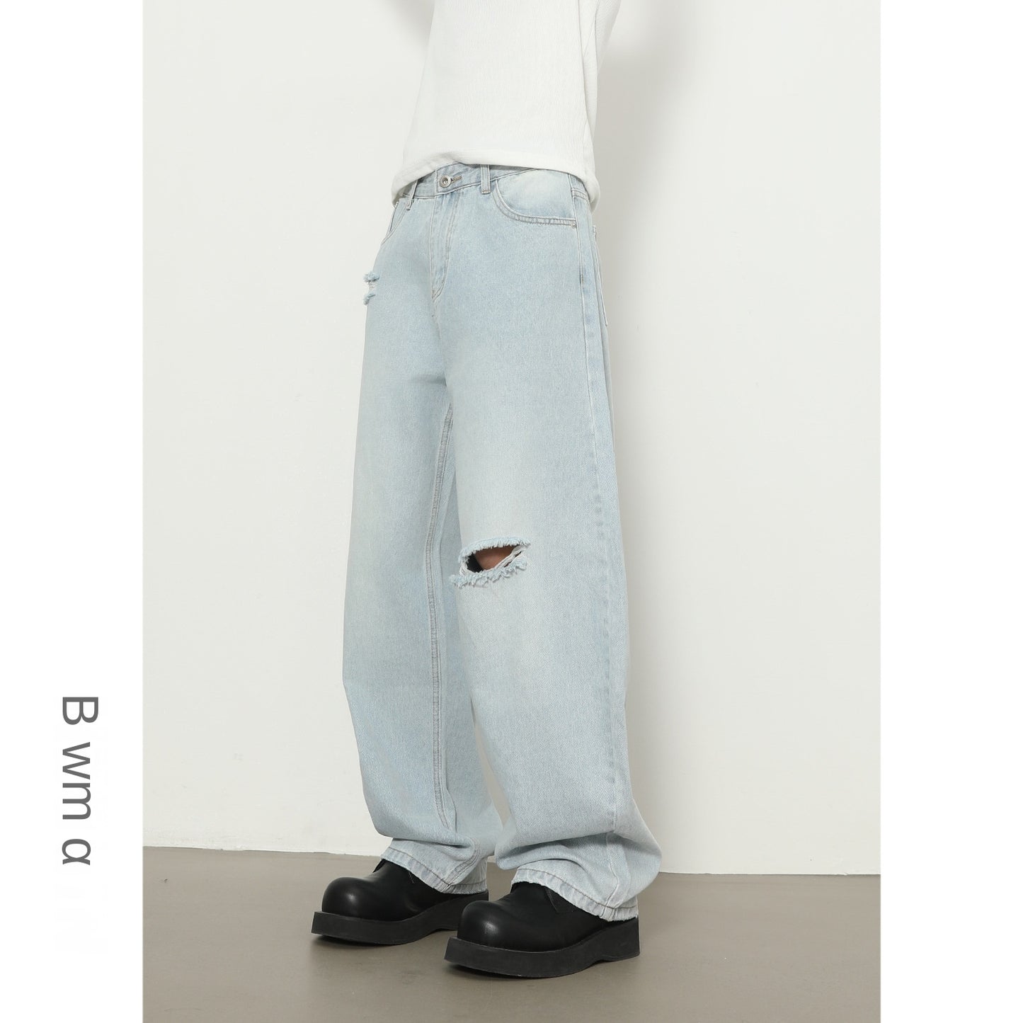 Denim Distressed Flare Wide-Leg Jeans - Multi-Purpose Long Pants