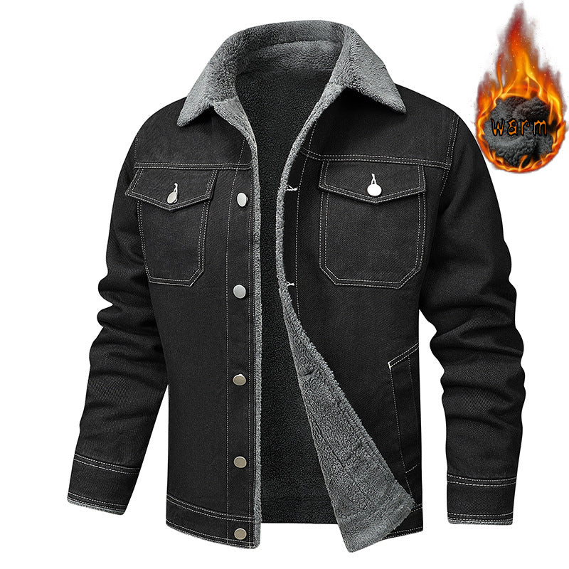 Men's Fleece Lined Denim Jacket - Trendy Casual Workwear