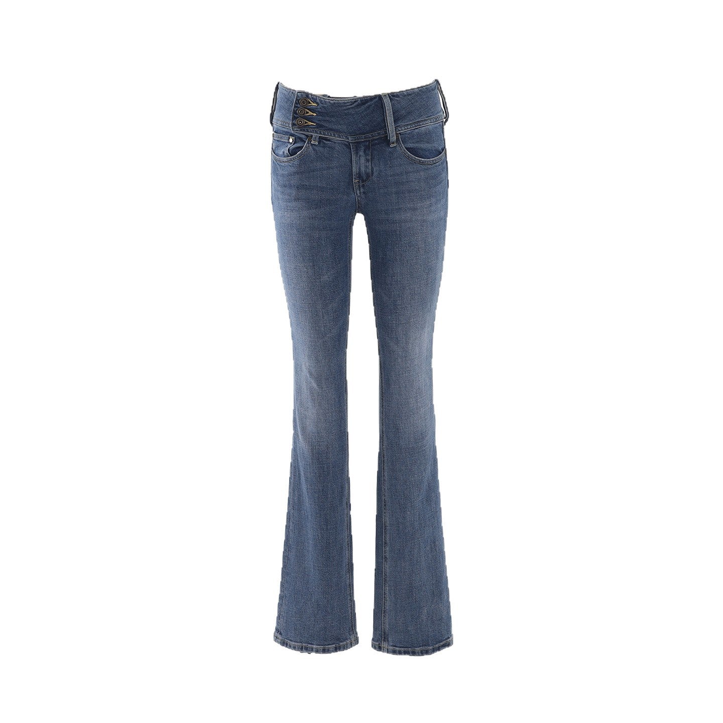 Women's Low Waist Flared Jeans Slim Fit Elastic Straight Leg Horseshoe Pants