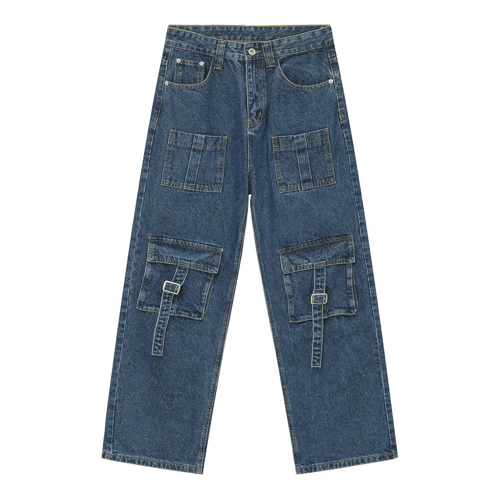 Mid Rise Men's Jeans with Cargo Pockets - Premium Japanese Denim