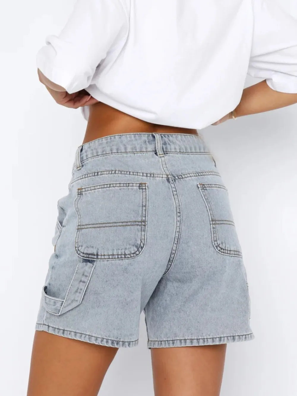 Washed High Rise Denim Shorts for Modern Streetwear