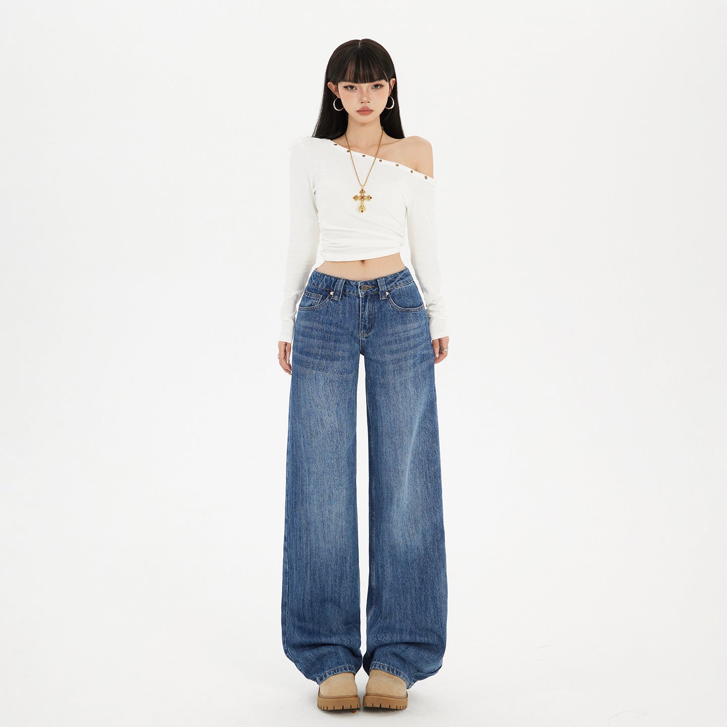 Women's Slimming Loose Wide Leg Pants - Premium Japanese Denim