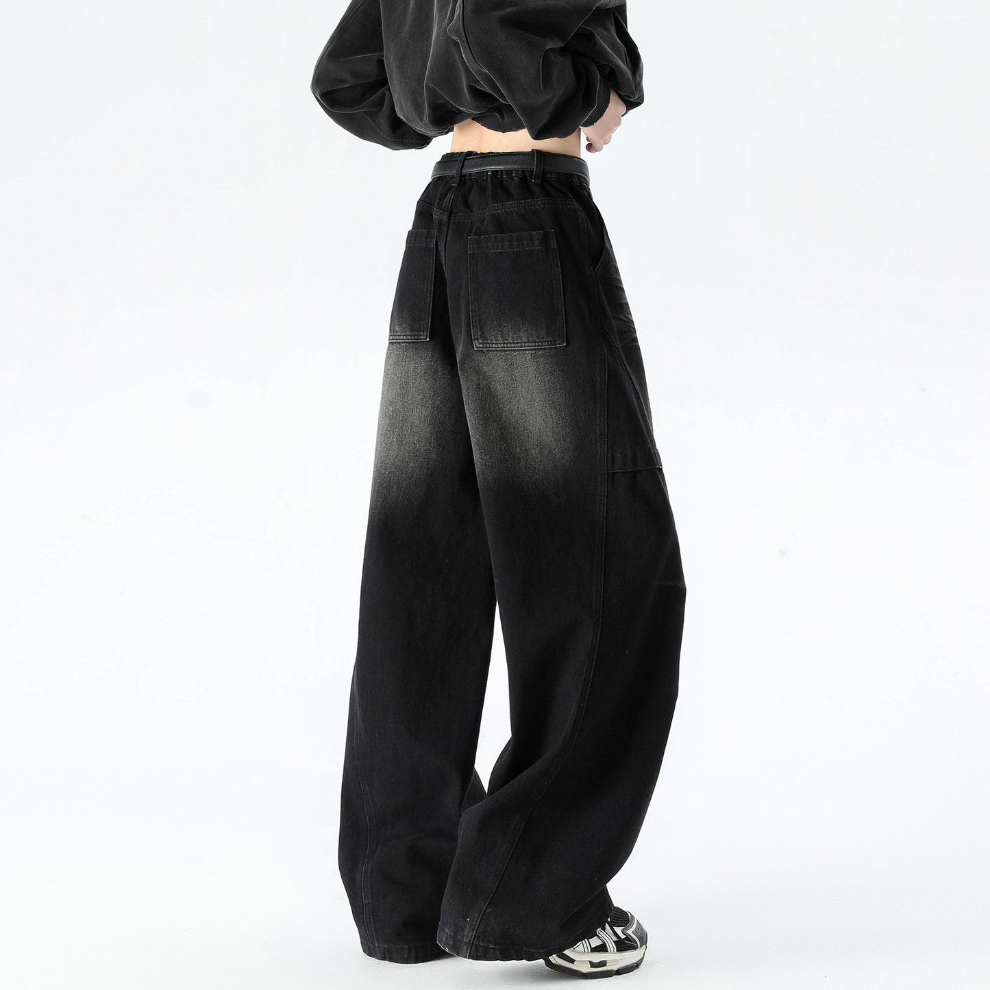 Men's Patchwork Straight Leg Work Pants – Premium Loose Fit Denim