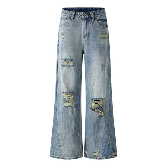 Ripped Wide-Leg Floor Pants - Premium Japanese Denim