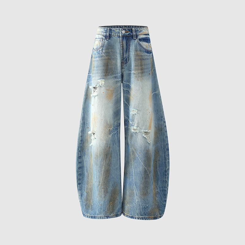 Loose Slightly Flared Slim and Wide Leg Denim Pants