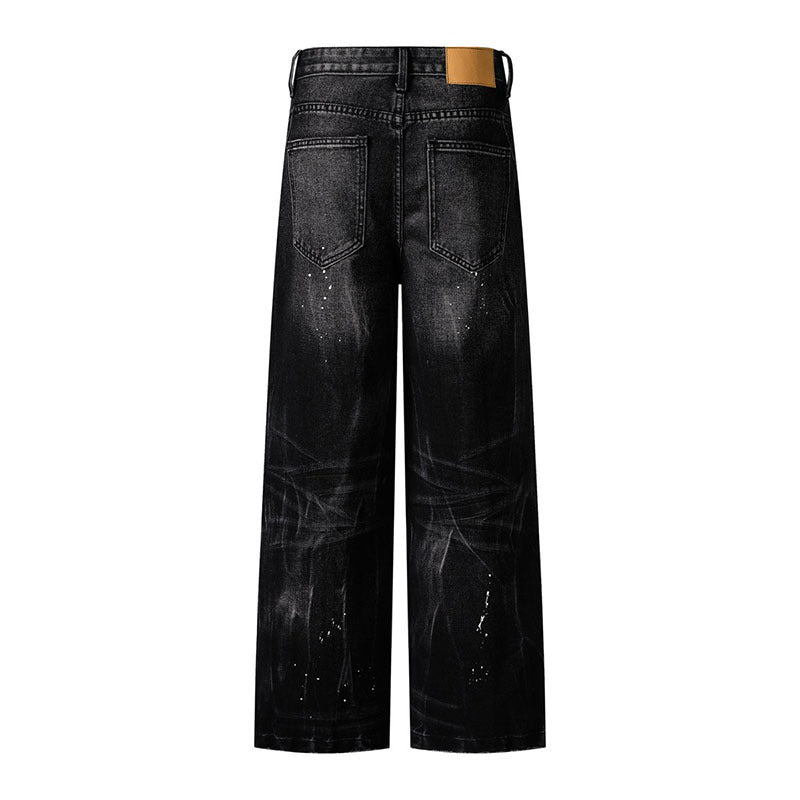 Men's Washed Denim Loose Straight Leg Trousers
