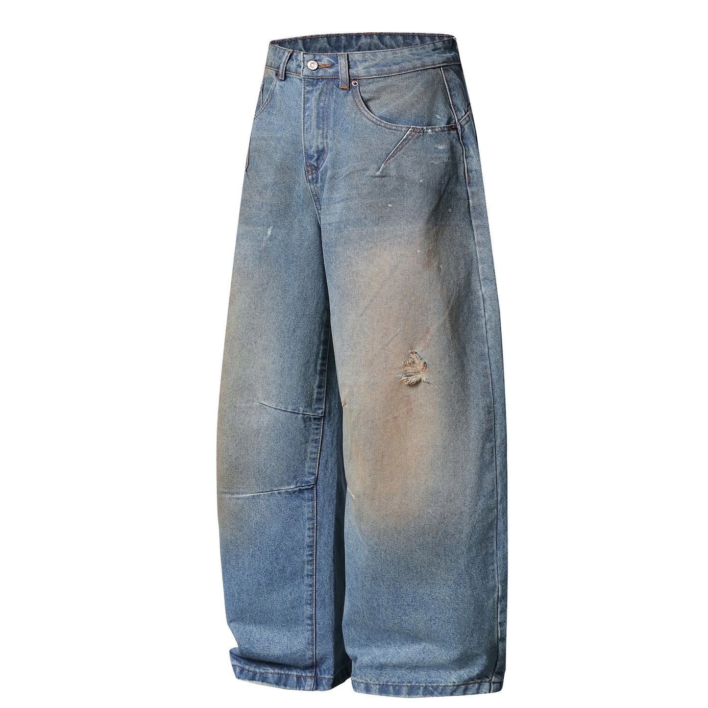 Washed Distressed Tapered Jeans for Men and Women - Casual Loose Fit