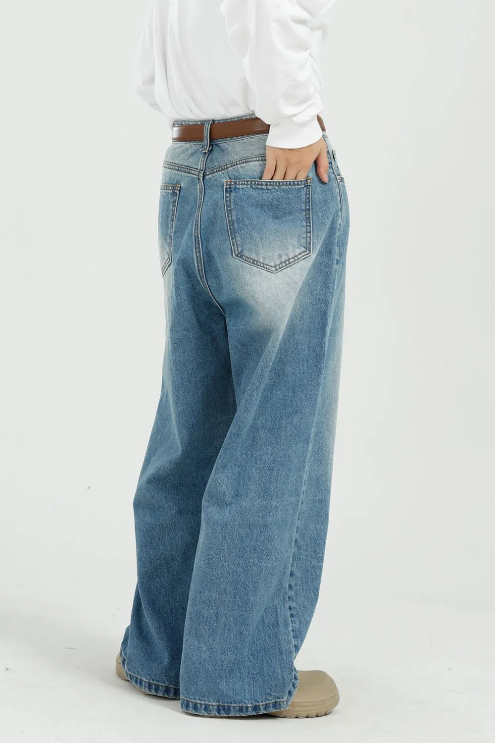 Wide Leg Jeans with Pockets - Premium Japanese Denim