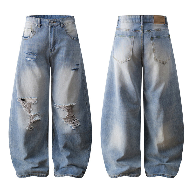 Clean Fit Slub Washed Denim Pants for Men and Women with Flared Design Sense