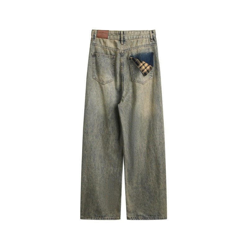 Mud Aged Loose Straight Wide Leg Jeans
