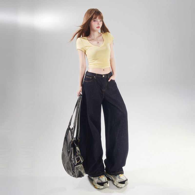 Slashed Silhouette Deconstructed Vintage Denim Pants for Women