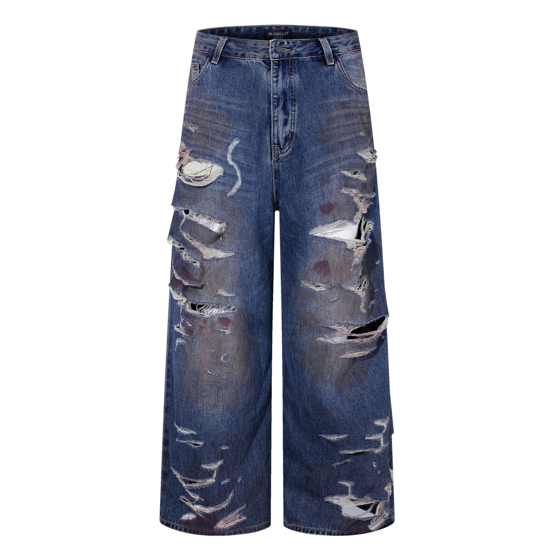 Premium Washed Ripped Jeans and Floor Pants - Japanese Denim