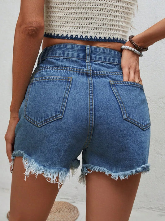 Premium Distressed Raw Hem Denim Shorts