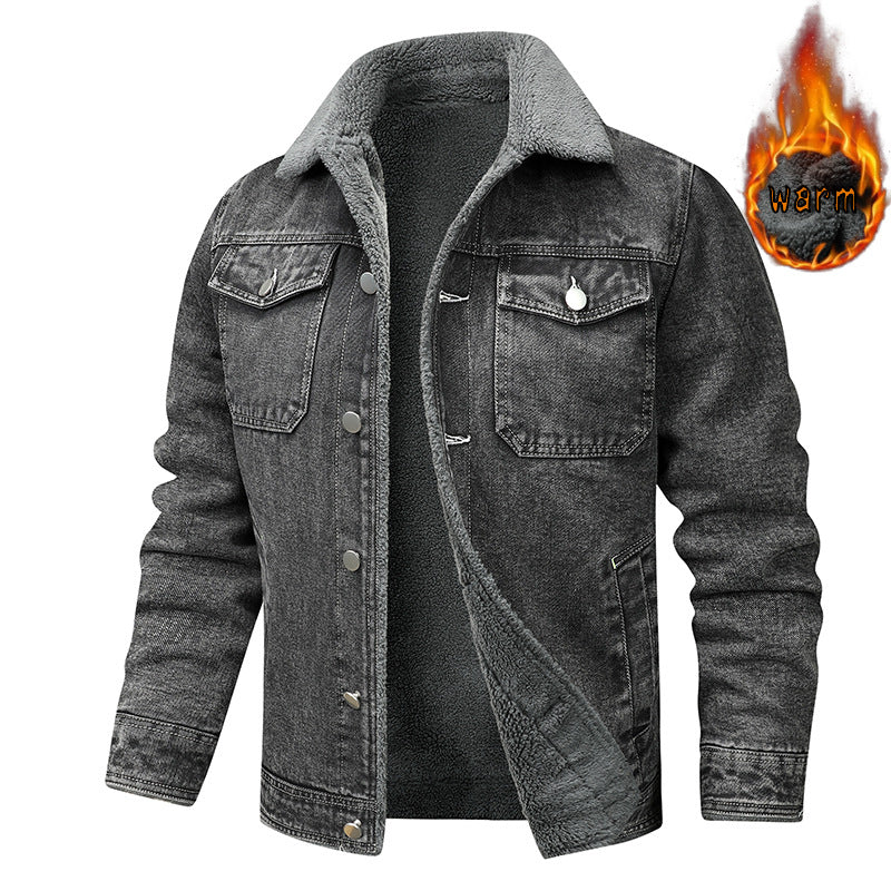 Men's Fleece Lined Denim Jacket - Trendy Casual Workwear