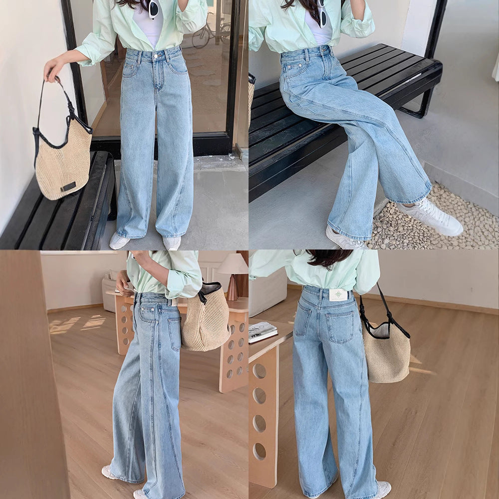 Women’s Original Light Wash Denim Pants - High Waist Wide Leg Design