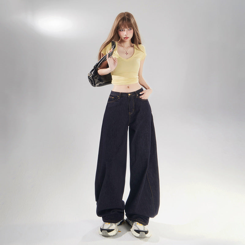 Slashed Silhouette Deconstructed Vintage Denim Pants for Women