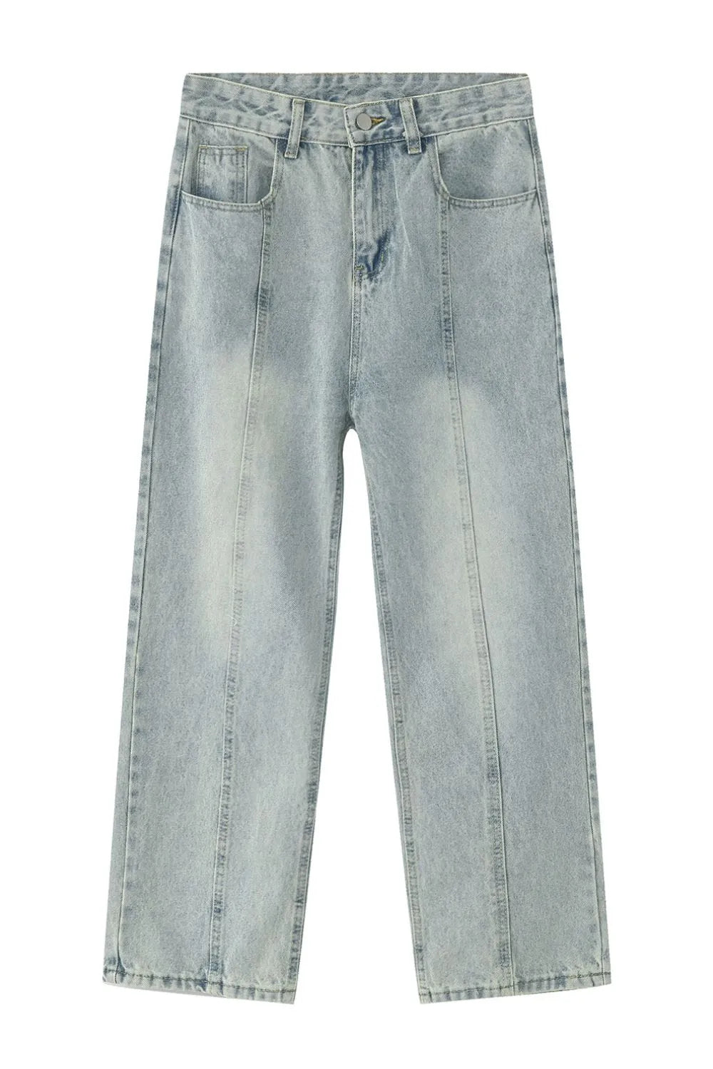 Men's Washed Splicing Straight Leg Jeans - Premium Japanese Denim
