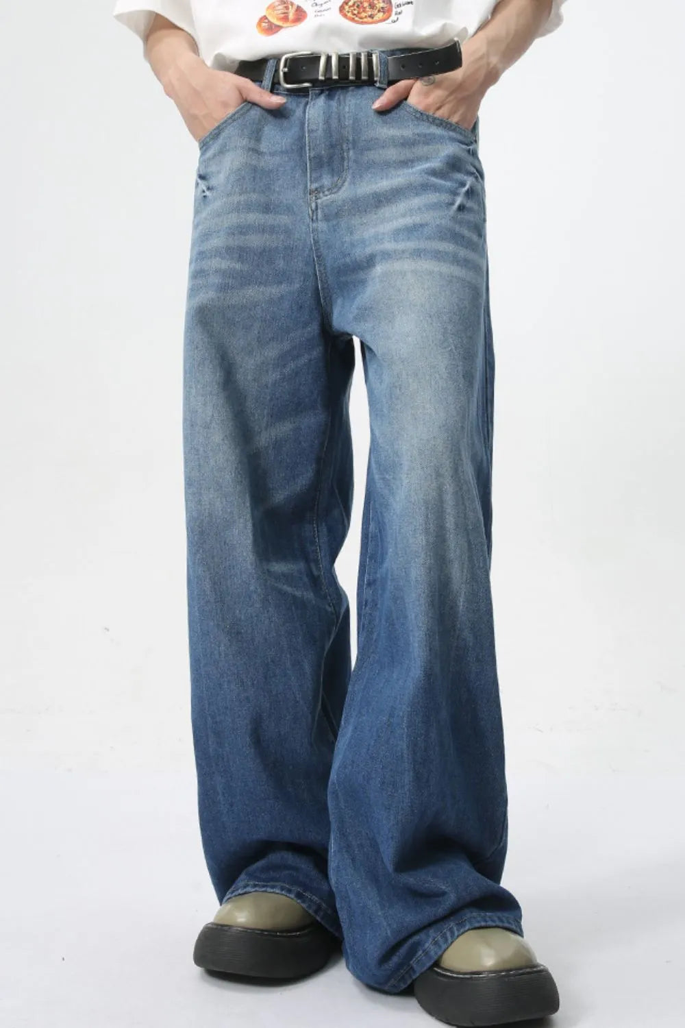 Premium Wide Leg Men's Jeans with Pockets - Japanese Denim