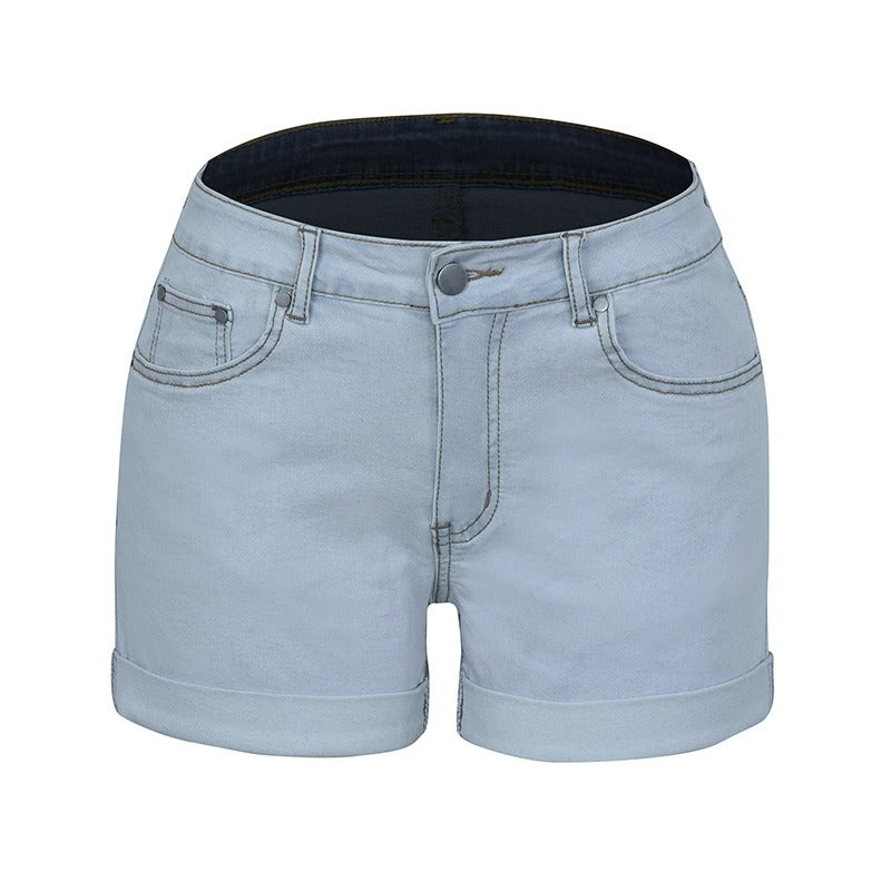 Fashionable and Minimalist High Elastic Women's Denim Shorts