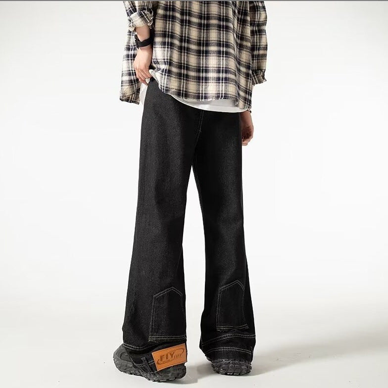 Vintage Washed Trendy Loose Straight Leg Pants – Casual Denim for Men