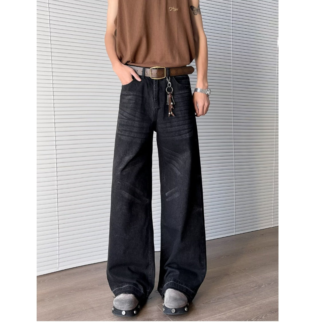 Retro Washed Loose Straight Leg Hanging Casual Pants