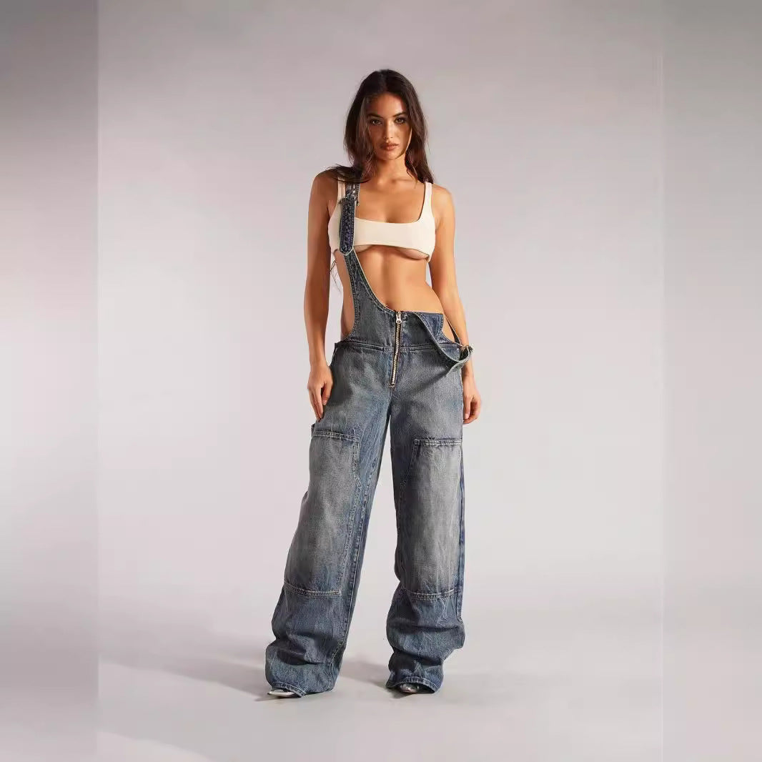 American Zipper Denim Overalls for Women