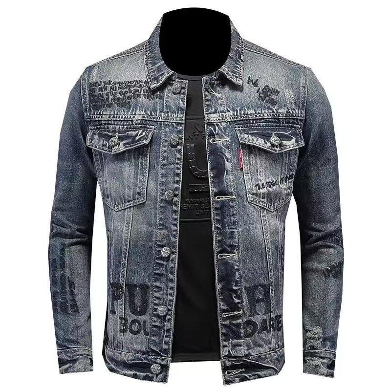 Men's Street Style Denim Jacket - Motorcycle Inspired